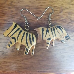 Wooden animal earrings